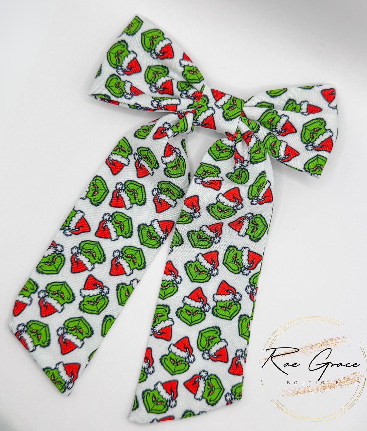 Grinch Face long tail bow