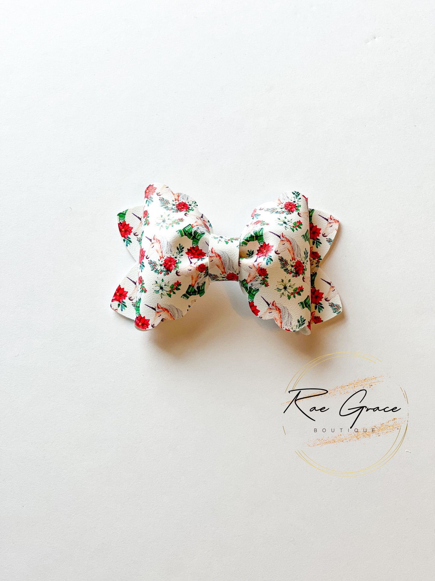 Christmas Floral Unicorn Bow