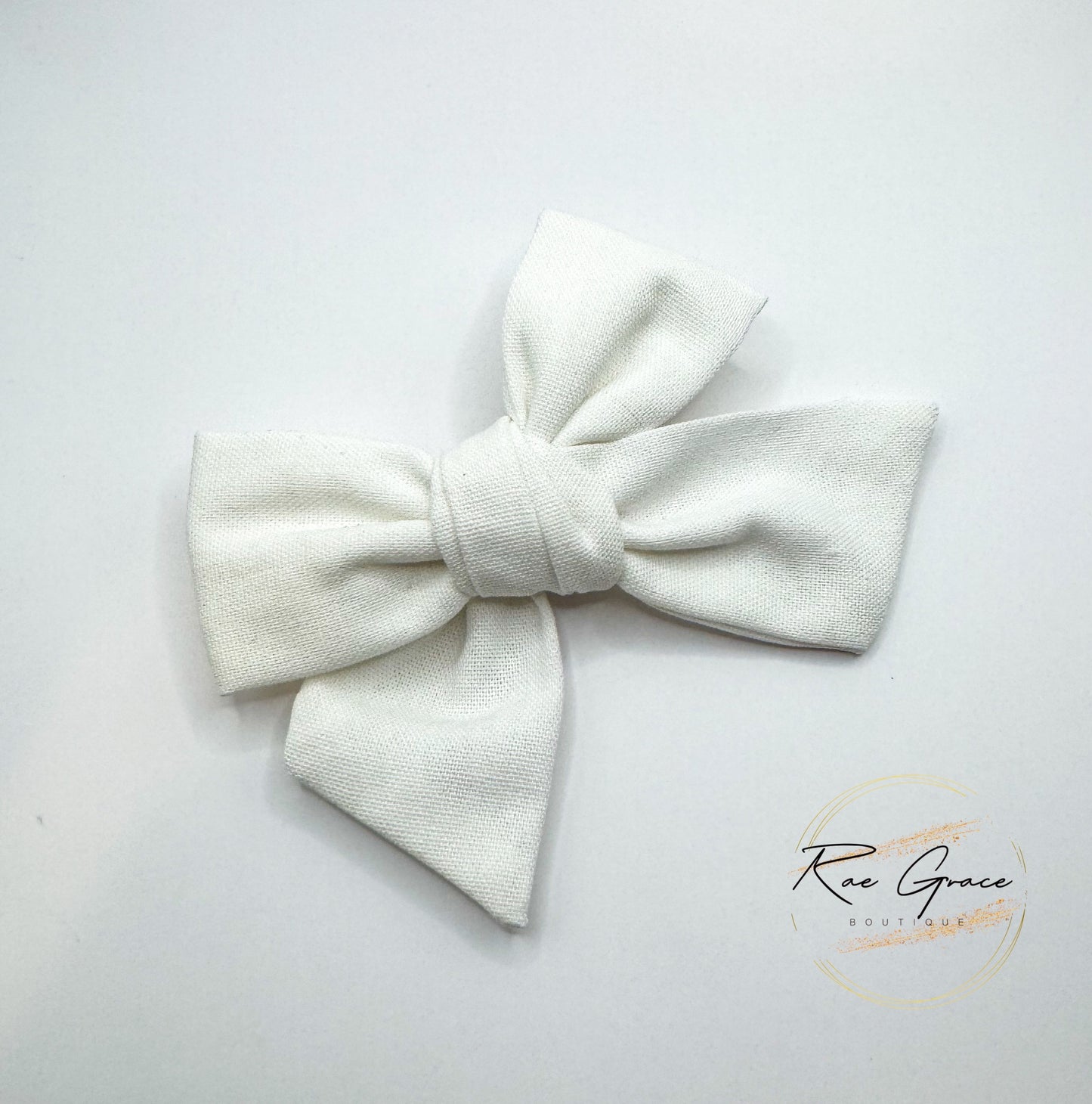 White Linen Hair Bow