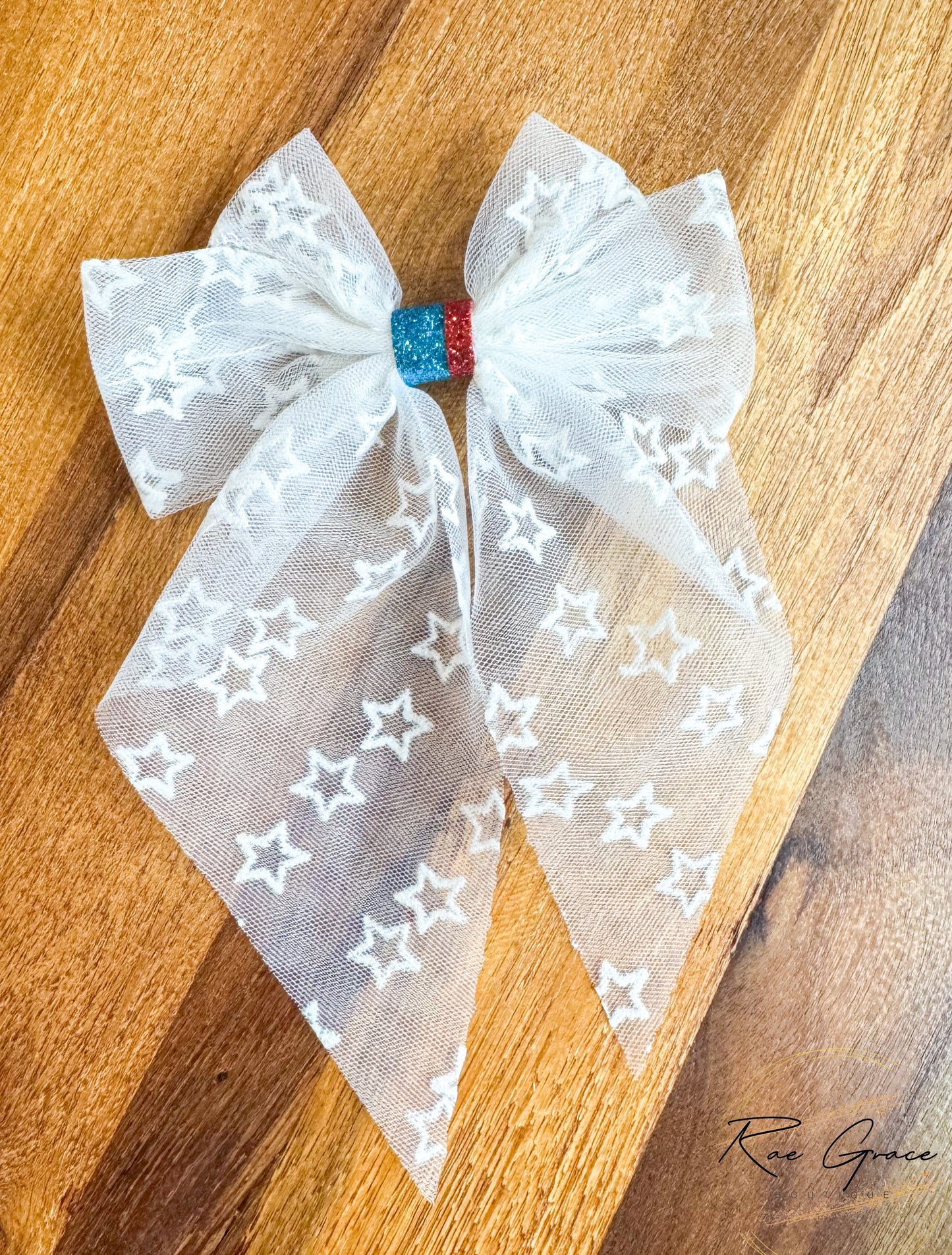 White Stars Tulle Bow