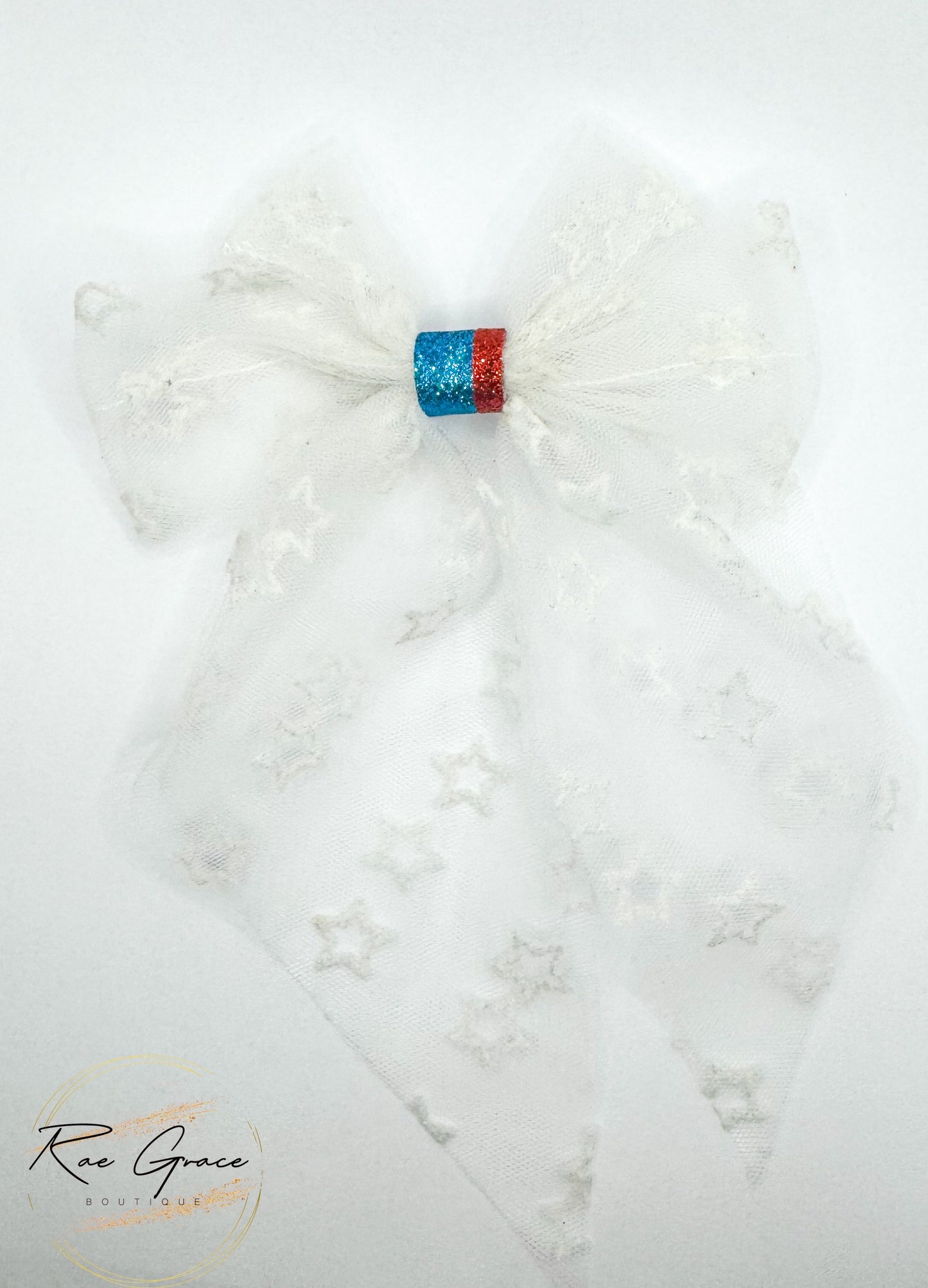 White Stars Tulle Bow