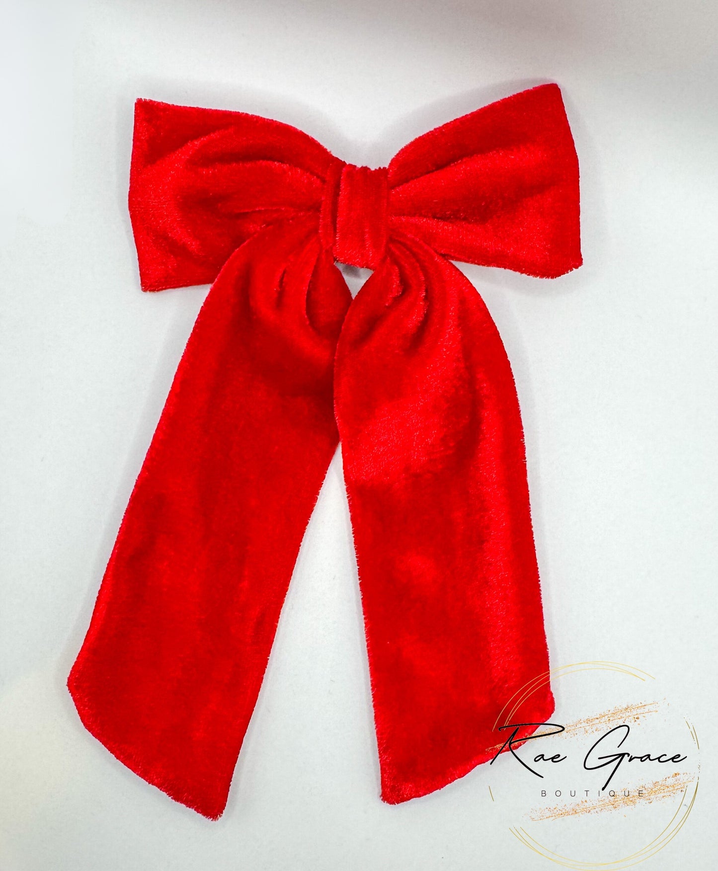 Red & Black Velvet Long Tail Bow