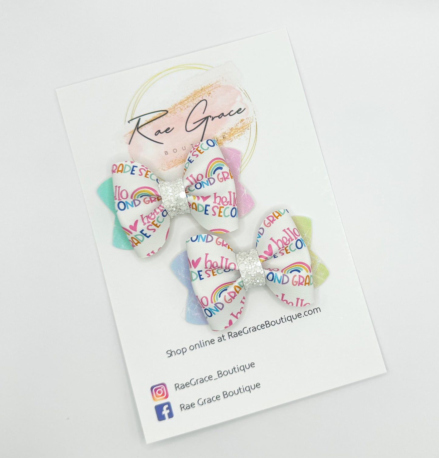 Hello Pre-k, Hello Kindergarten, Hello First Grade, Hello Second Grade Mini Pigtail Sets