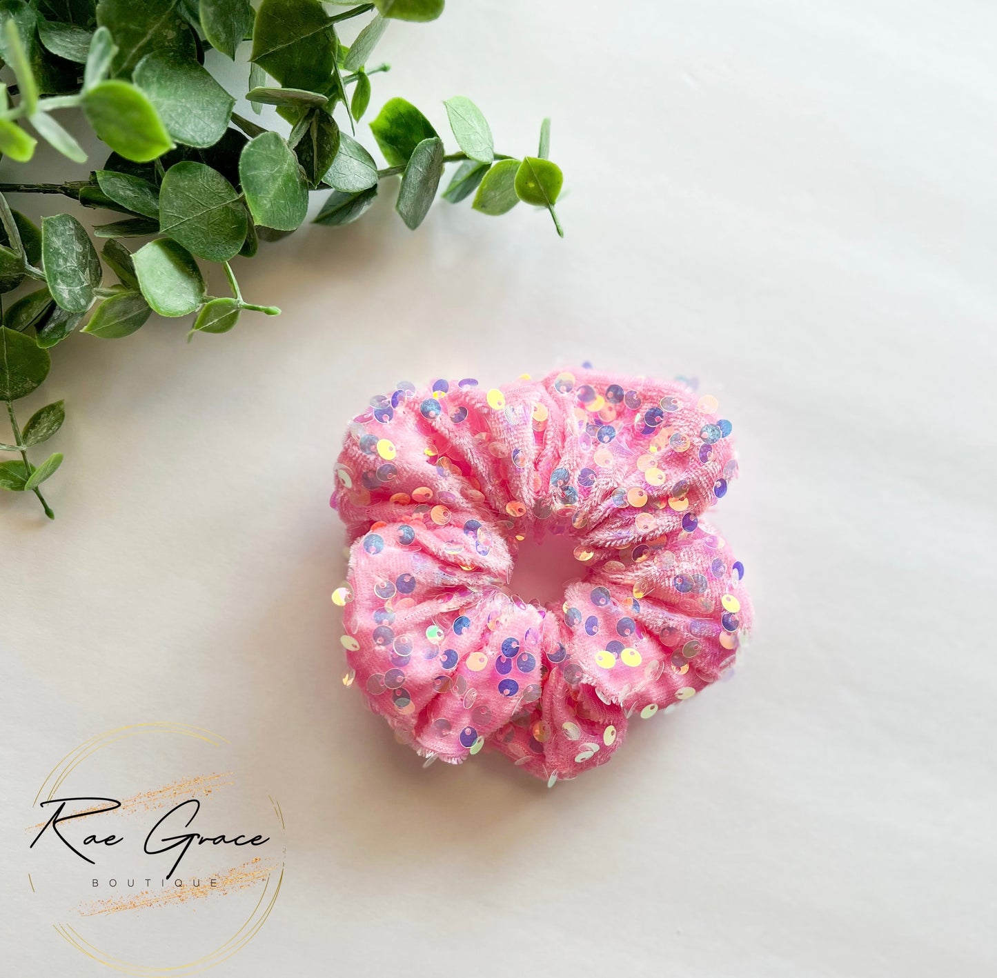 Pink Sequin Scrunchie