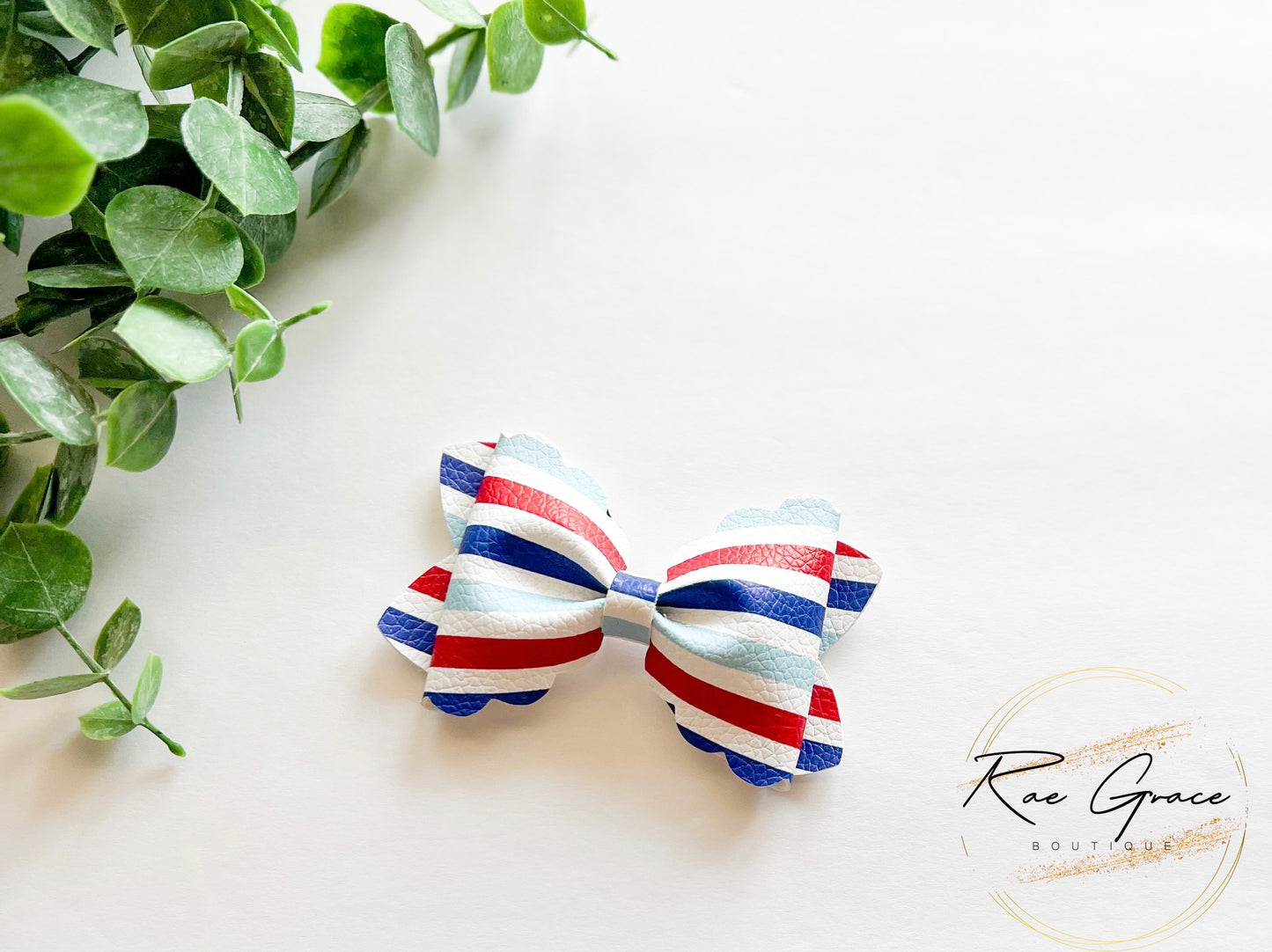 Red, White and Blue Stripes Bow