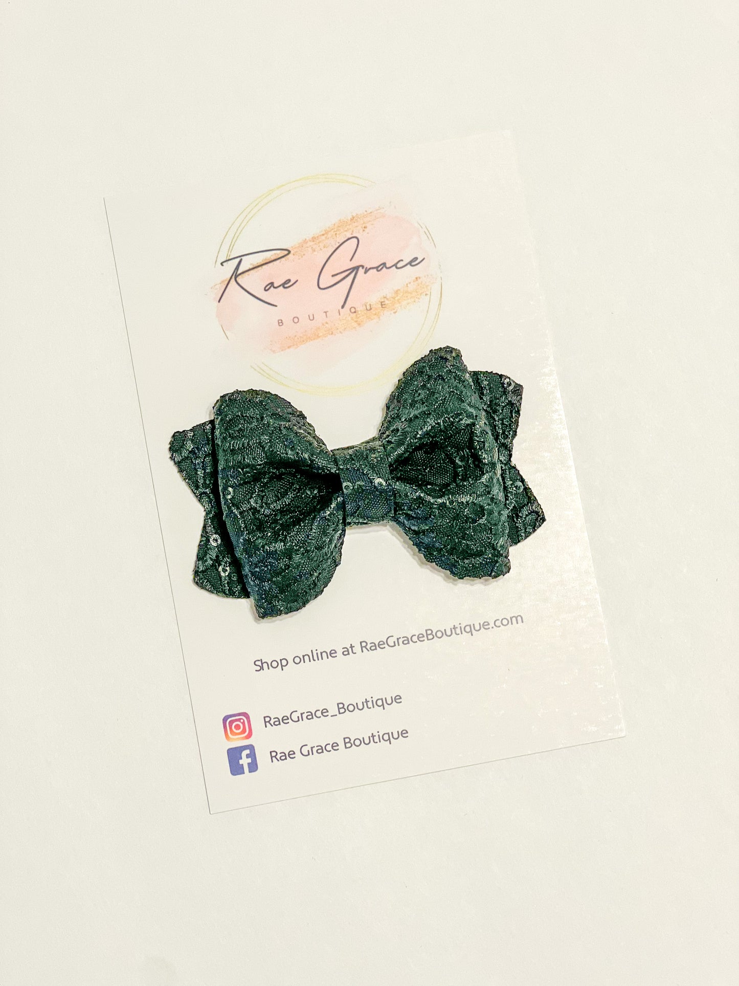 Black Embossed Lace Pinch Hair Bow