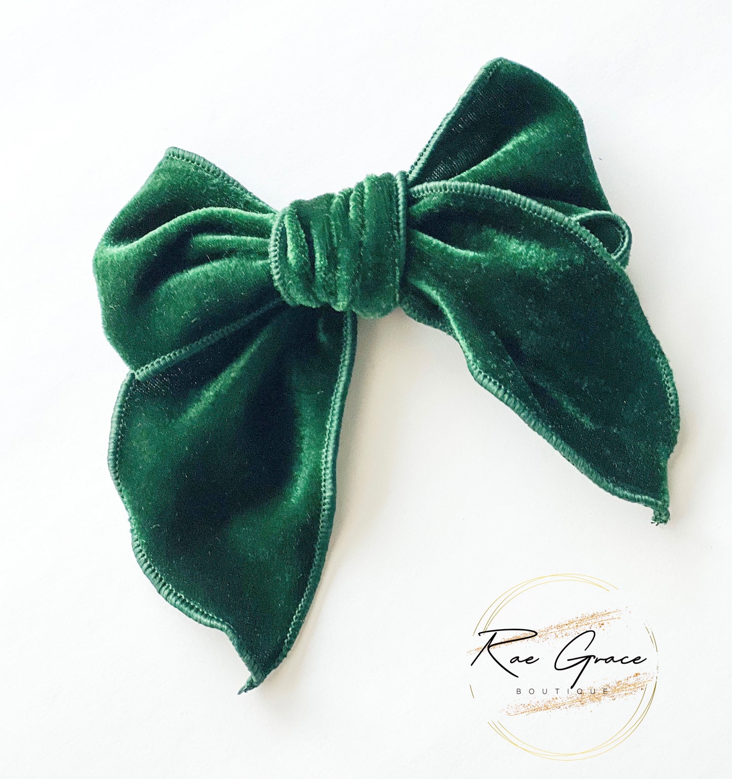 Green Velvet Hair Bow