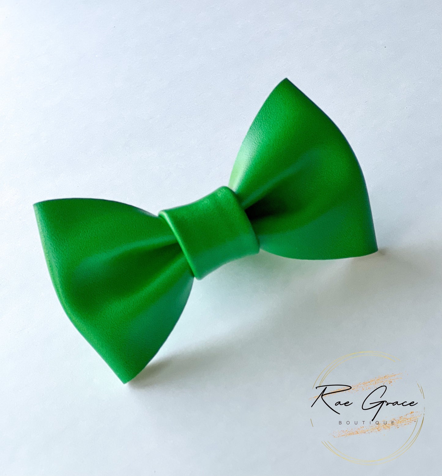 Green Smooth Vegan Leather Bow Tie