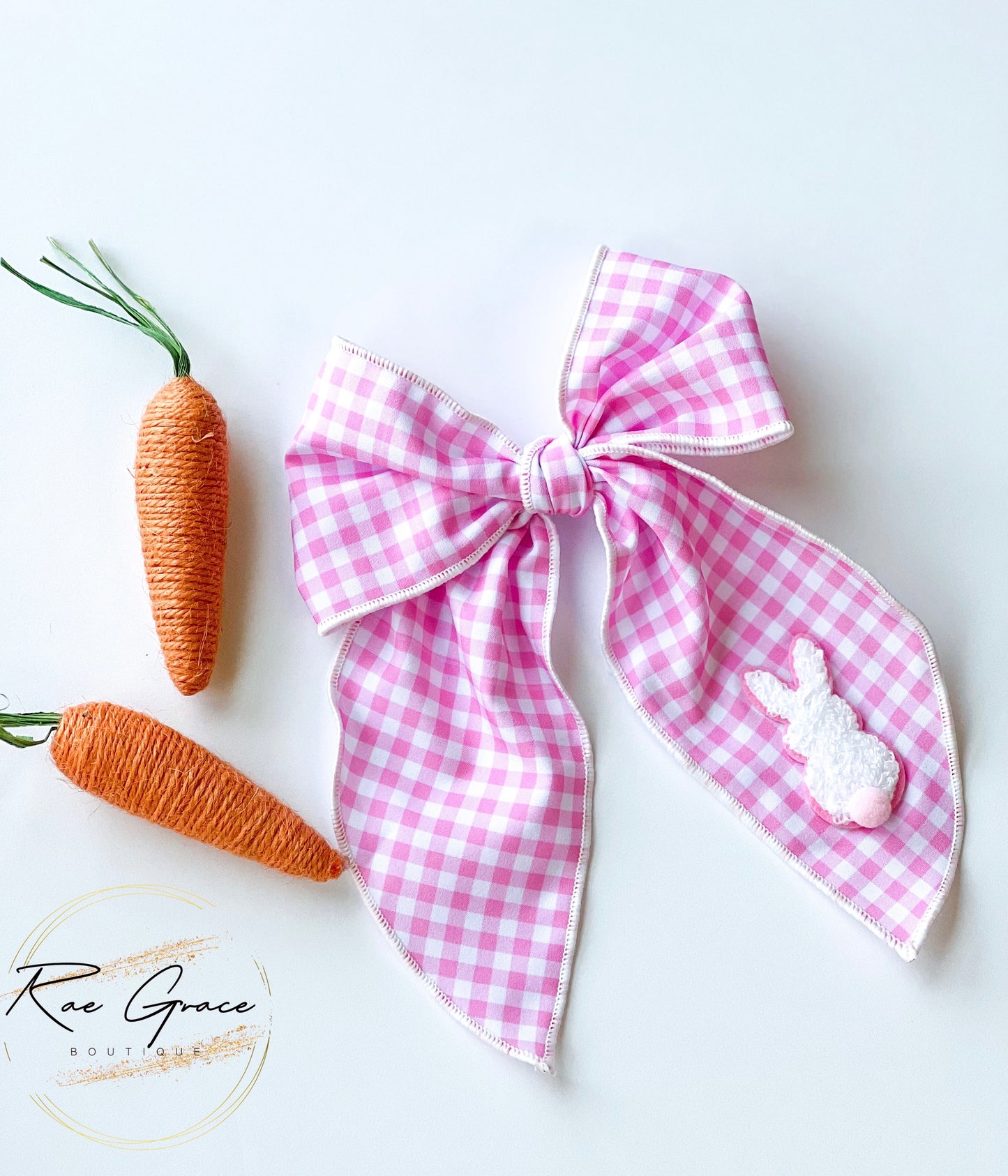Pink Gingham Bunny Large Bow