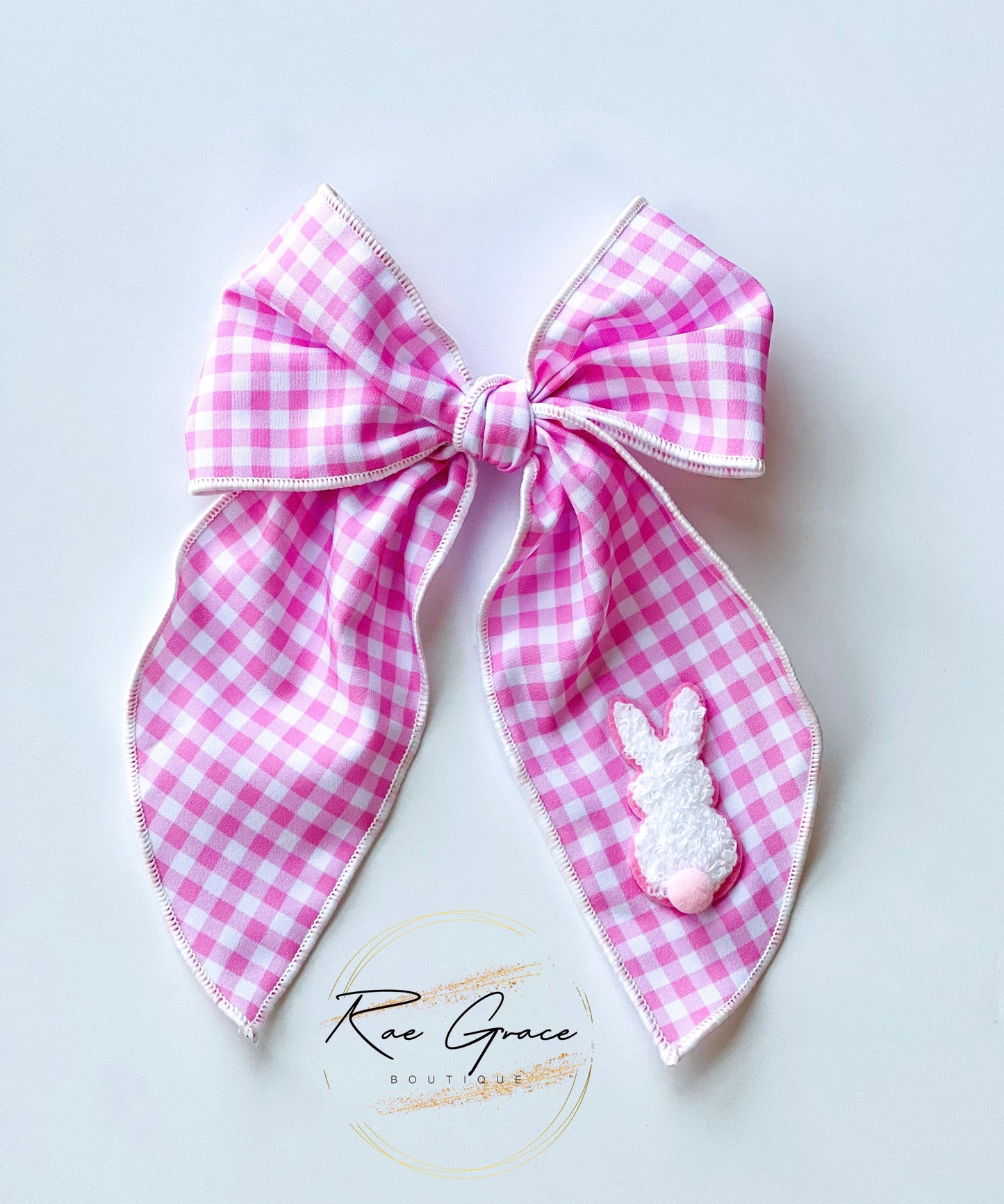 Pink Gingham Bunny Large Bow