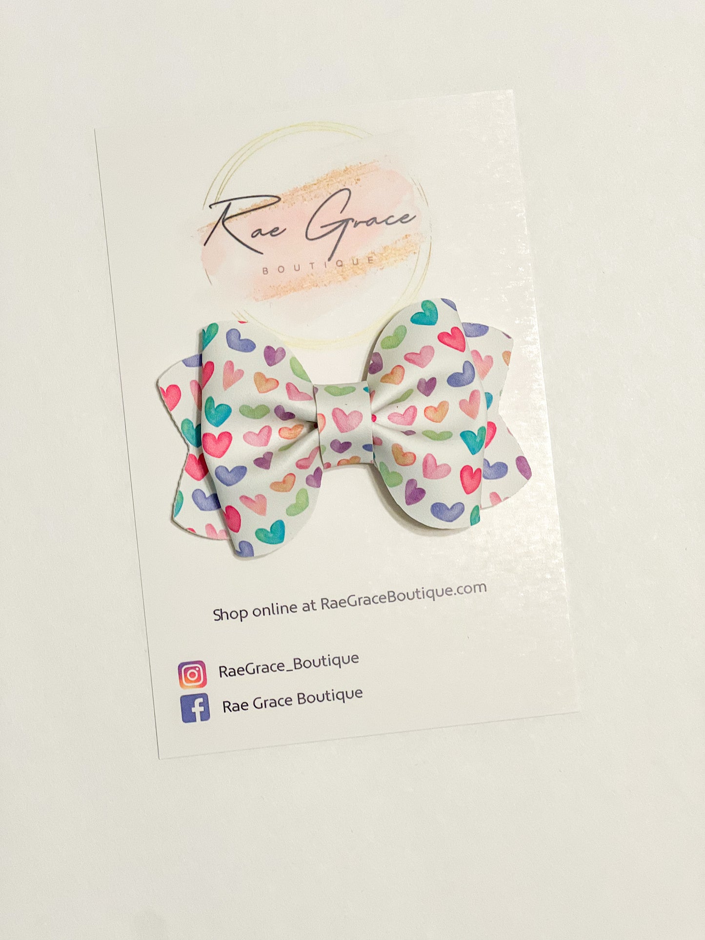 Watercolor Hearts Pinch Hair Bow