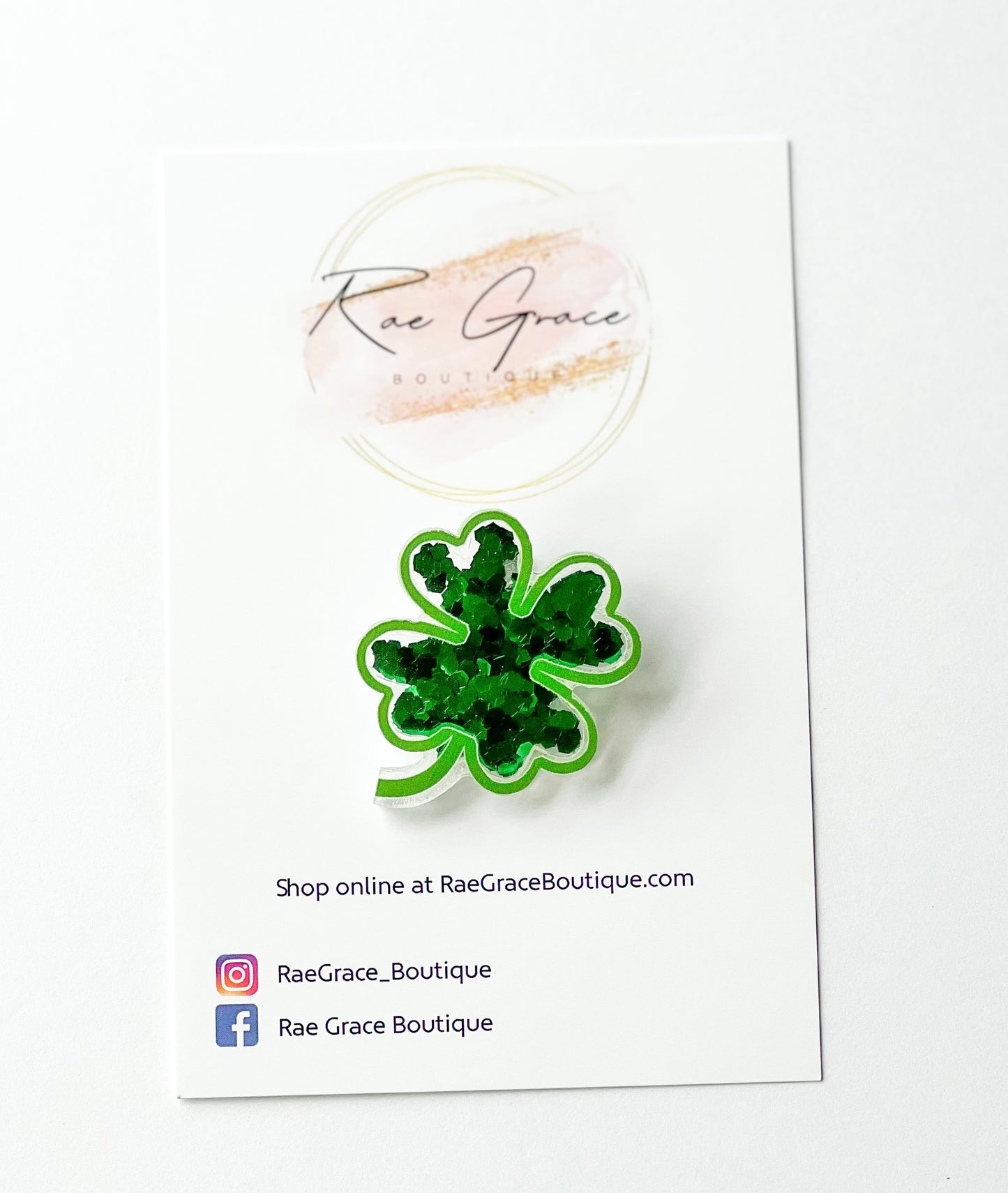 Green Glitter Filled Shamrock Hair Clip