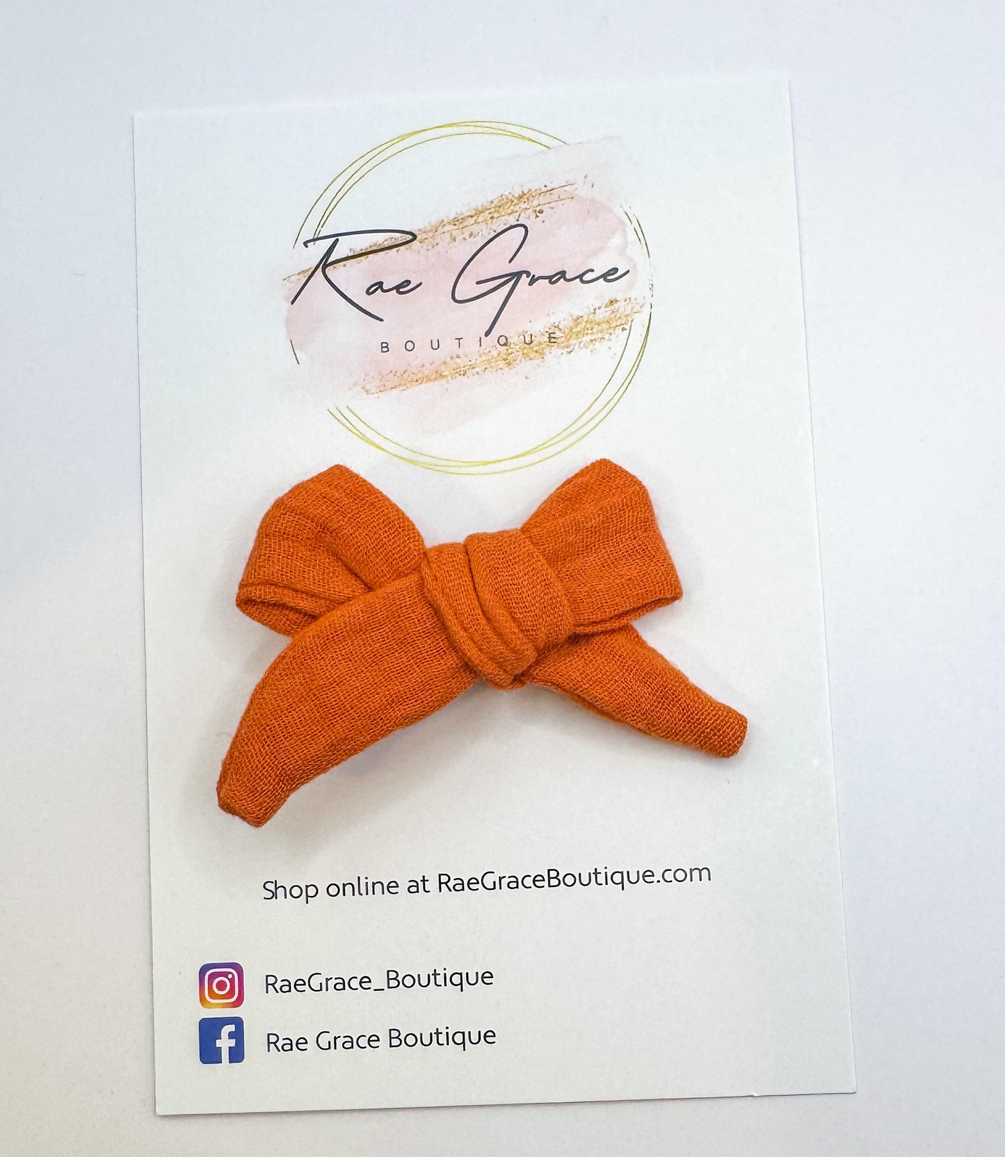 Burnt Orange Hand tied hair bow