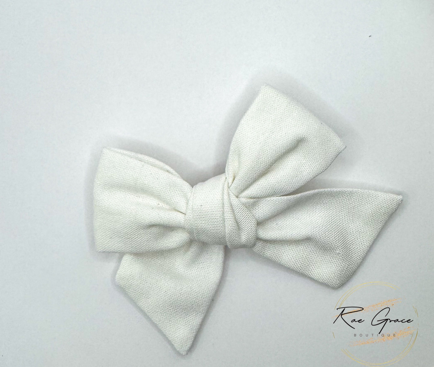 White Linen Hair Bow