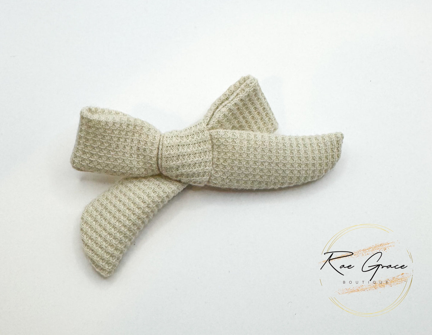 Tan Knit Hand tied hair bow