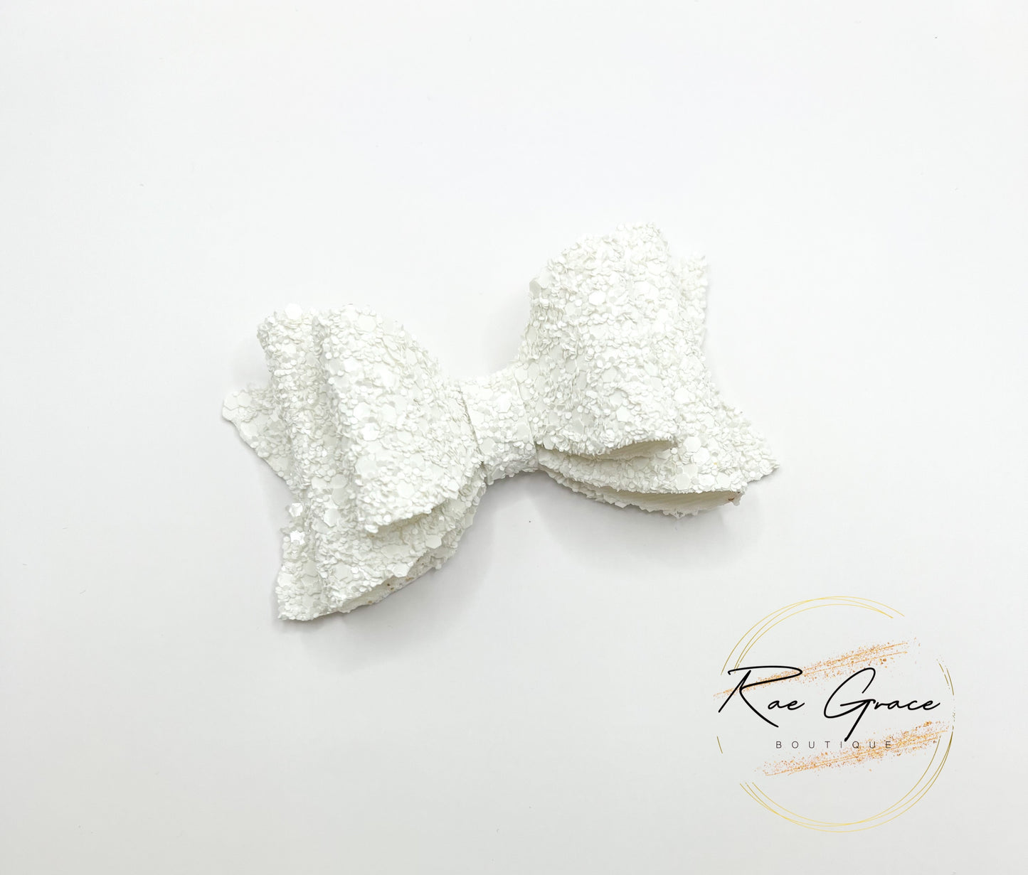 White Glitter Hair Bow