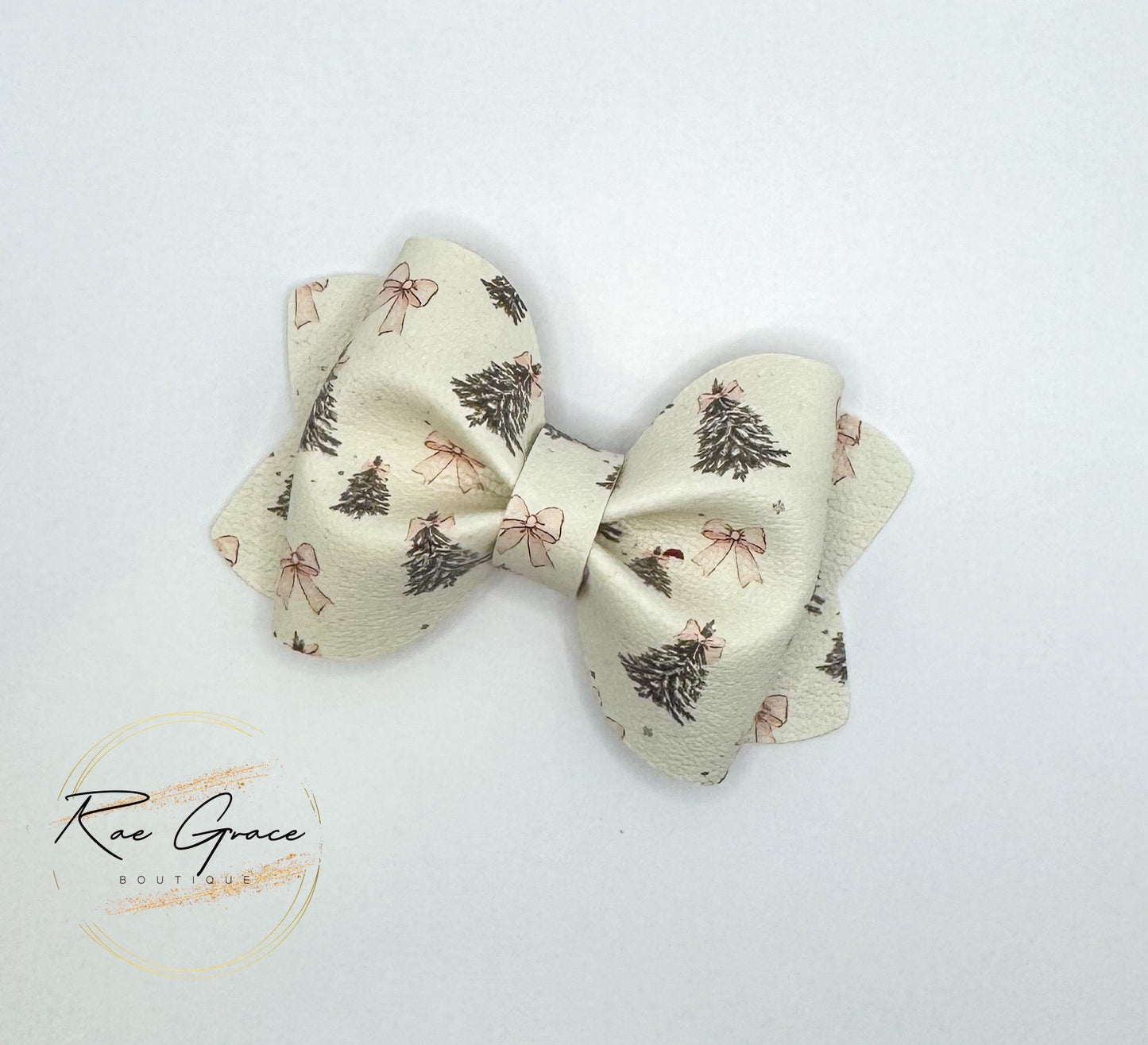 Christmas Trees and Pink Bows Hair Bow