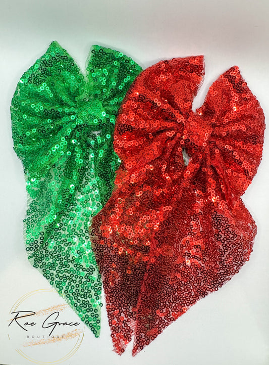 Red or Green Sequence Bow