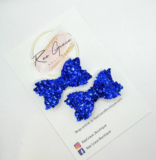 Blue Glitter Pigtail Bow Set