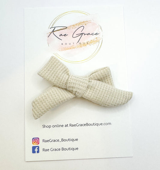 Tan Knit Hand tied hair bow