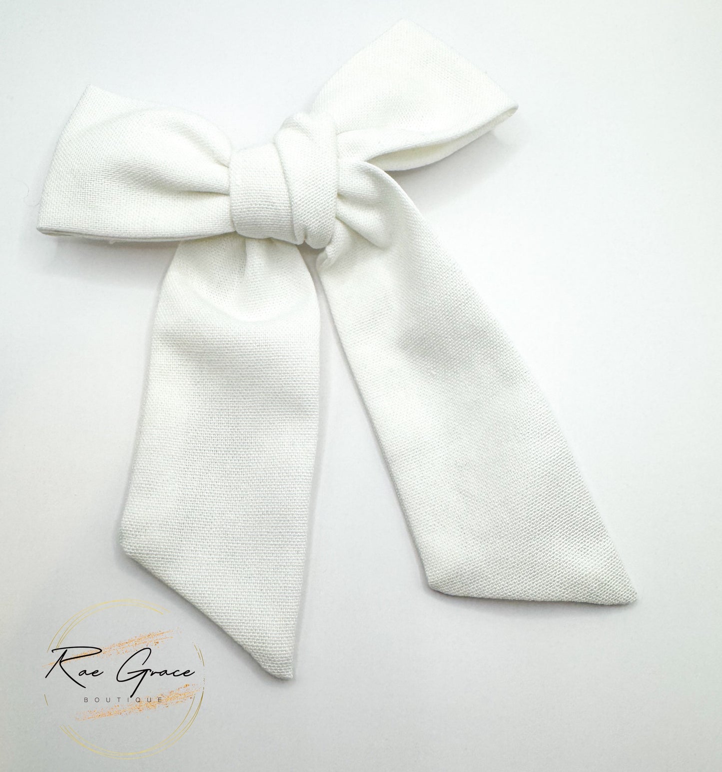 White Linen Long Tail Bow
