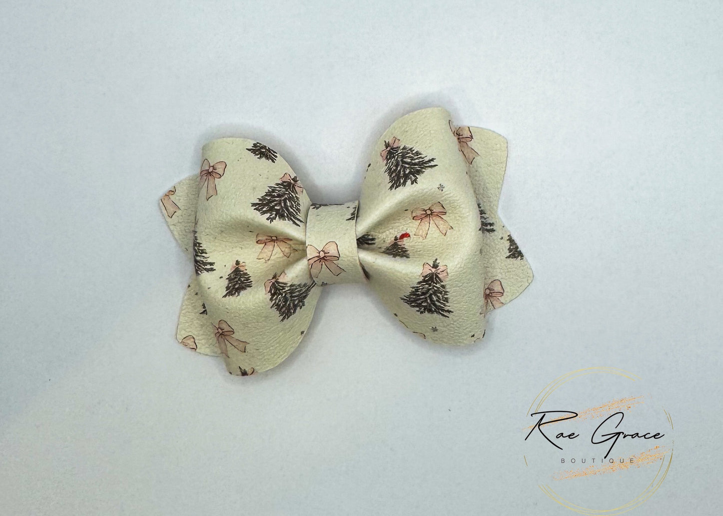 Christmas Trees and Pink Bows Hair Bow