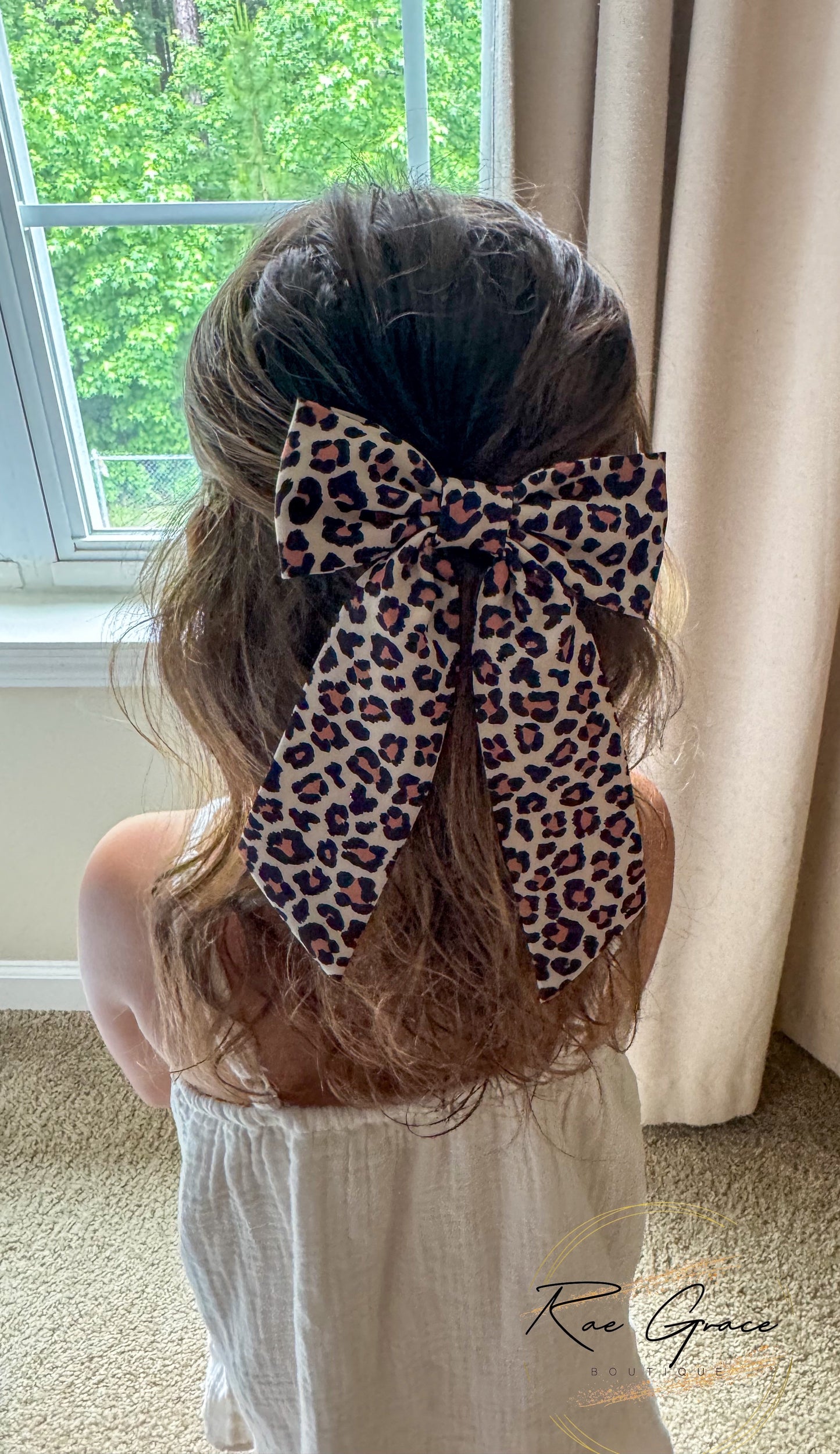 Leopard Print Long Tail Bow