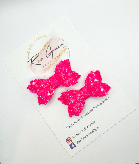 Hot Pink Glitter Pigtail Set