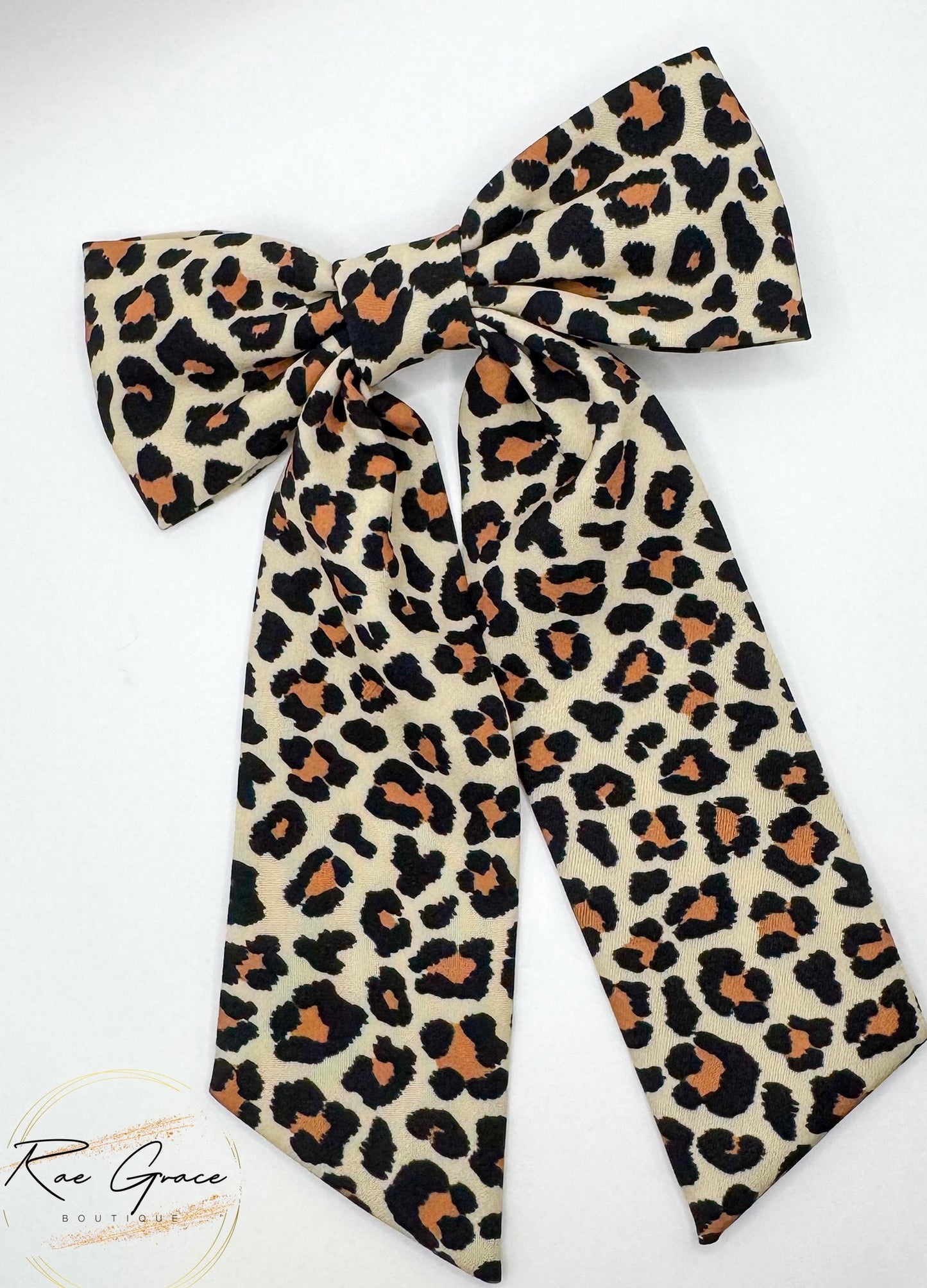 Leopard Print Long Tail Bow