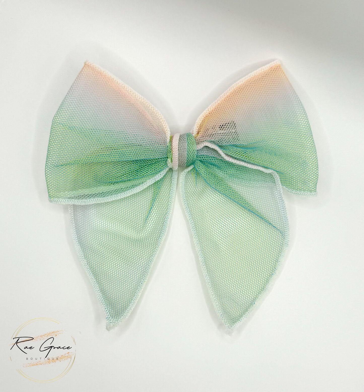 Rainbow Tulle Hair Bow