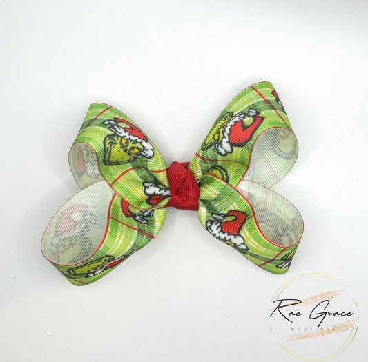 Grinch Grosgrain Hair Bow