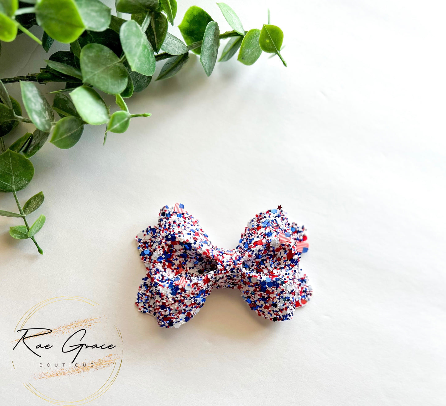 Red, White and Blue Glitter Bow