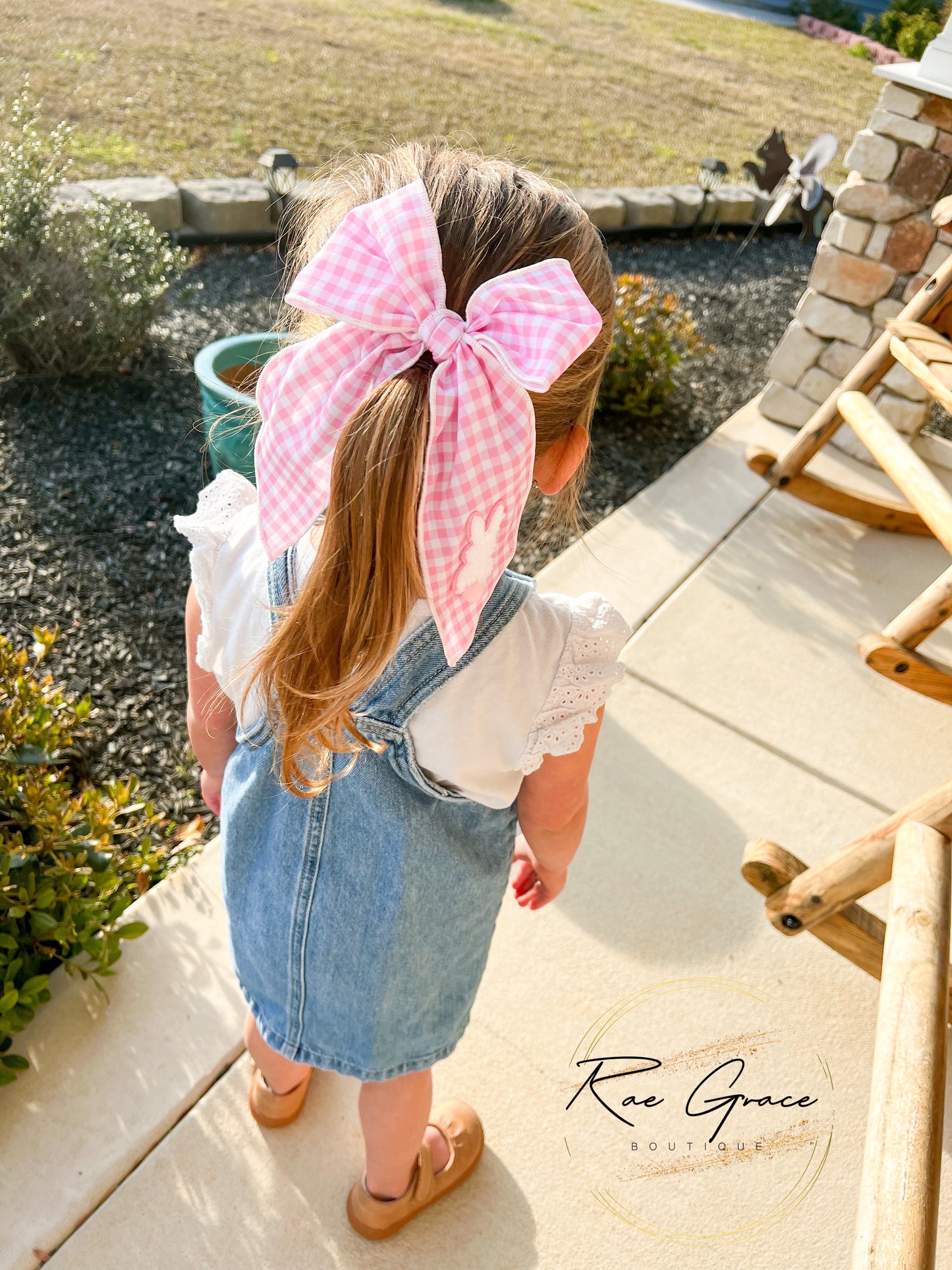 Pink Gingham Bunny Large Bow